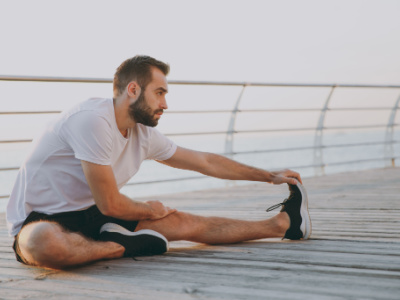 man stretching before his workout