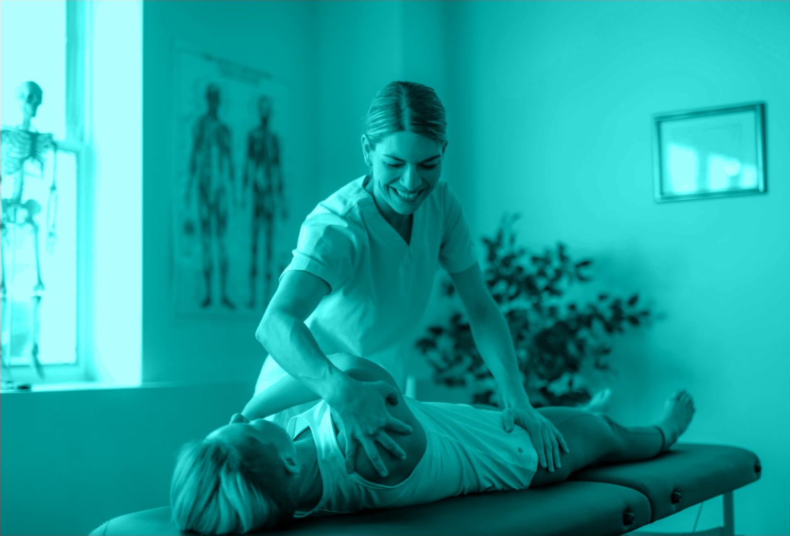 physiotherapist stretching out a patient