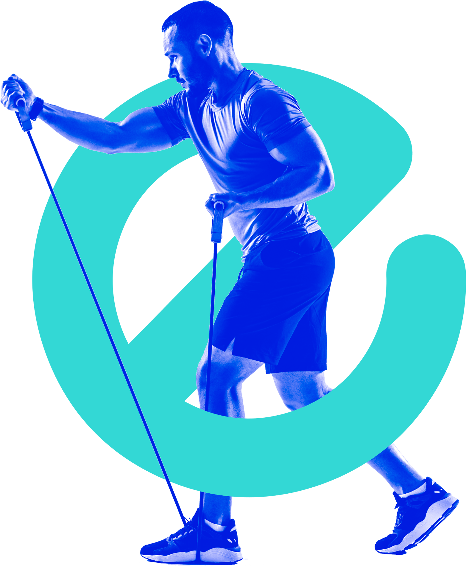 Man working out with Elysian "e"
